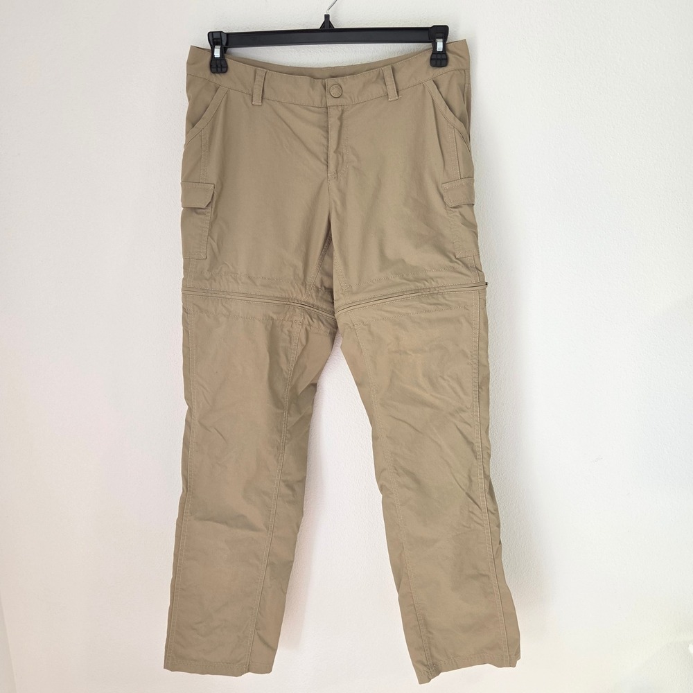 The North Face Womens 10 Reg Khaki Tan Convertible Zip Off Cargo Hiking Pants